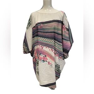 CESAR GALINDO Floral Striped Poncho Top One size
